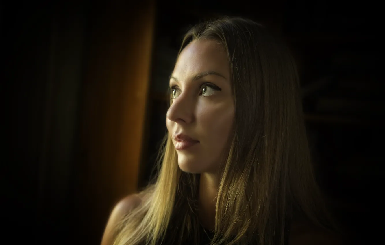 Photo wallpaper dark, sexy, eyes, beautiful, model, lips, look, blonde