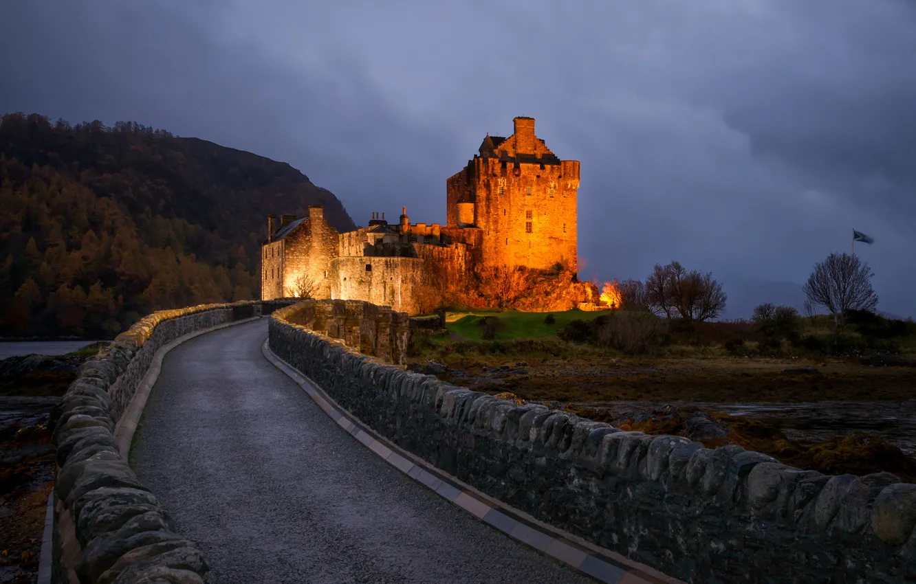 Photo wallpaper landscape, night, castle