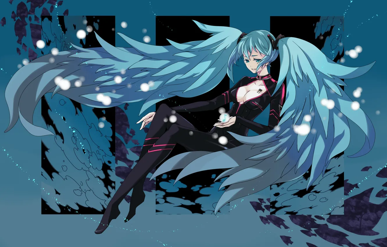 Photo wallpaper girl, notes, art, figures, tattoo, vocaloid, hatsune miku, Vocaloid