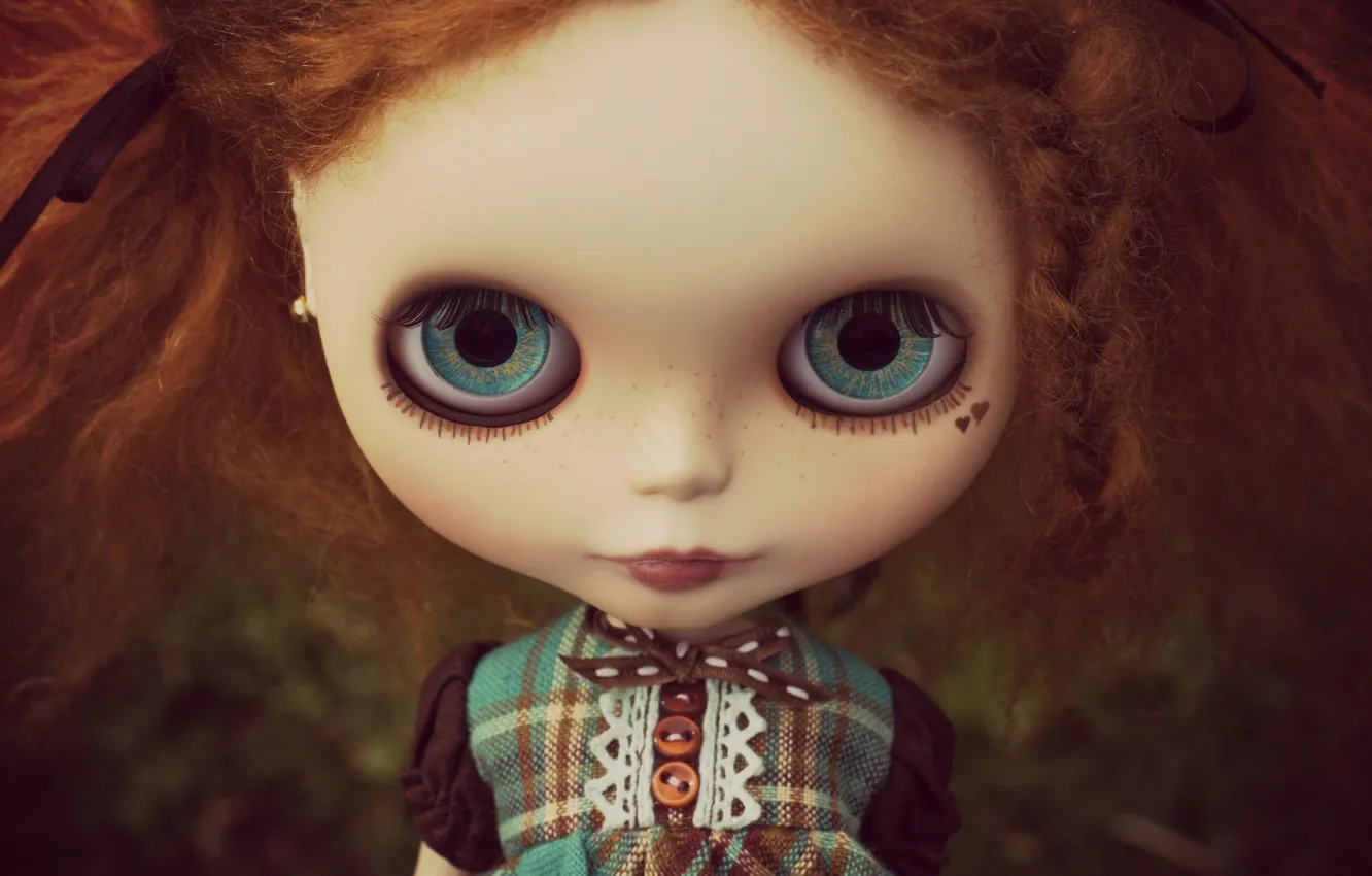 Photo wallpaper face, toy, doll, red