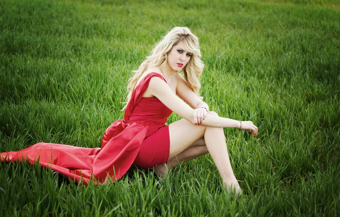 Photo wallpaper field, summer, girl, Wendy