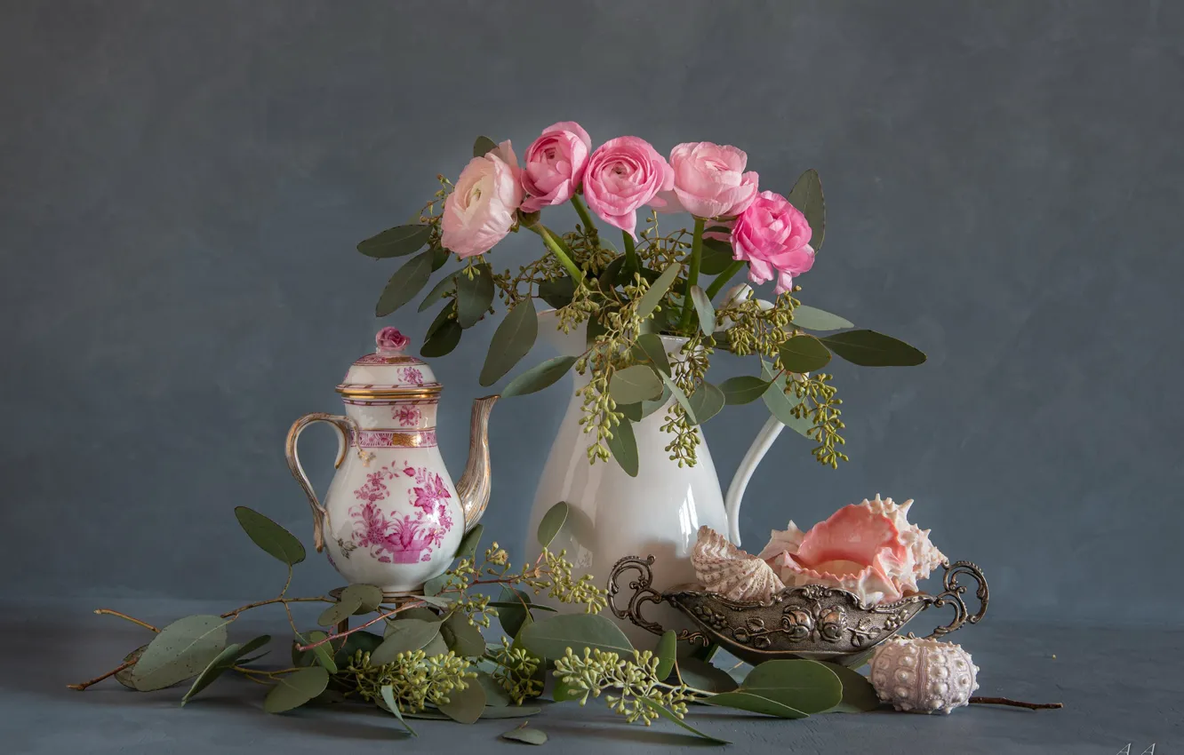 Photo wallpaper flowers, bouquet, vase, still life, buttercups
