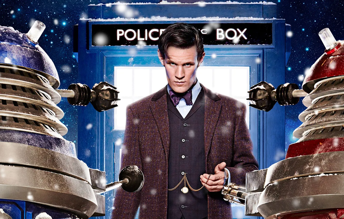 Photo wallpaper look, stars, snow, actor, male, booth, Doctor Who, Doctor Who