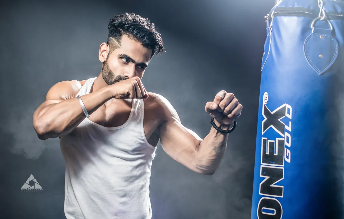 Photo wallpaper Model, Men, Guy, Fitness, Boxing, Muscles, Exercise, Fists