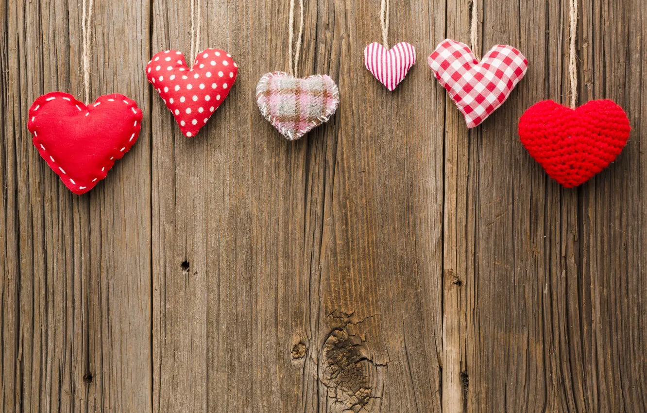 Photo wallpaper red, heart, Board, hearts, thread, Valentine's day, different, Valentine's day
