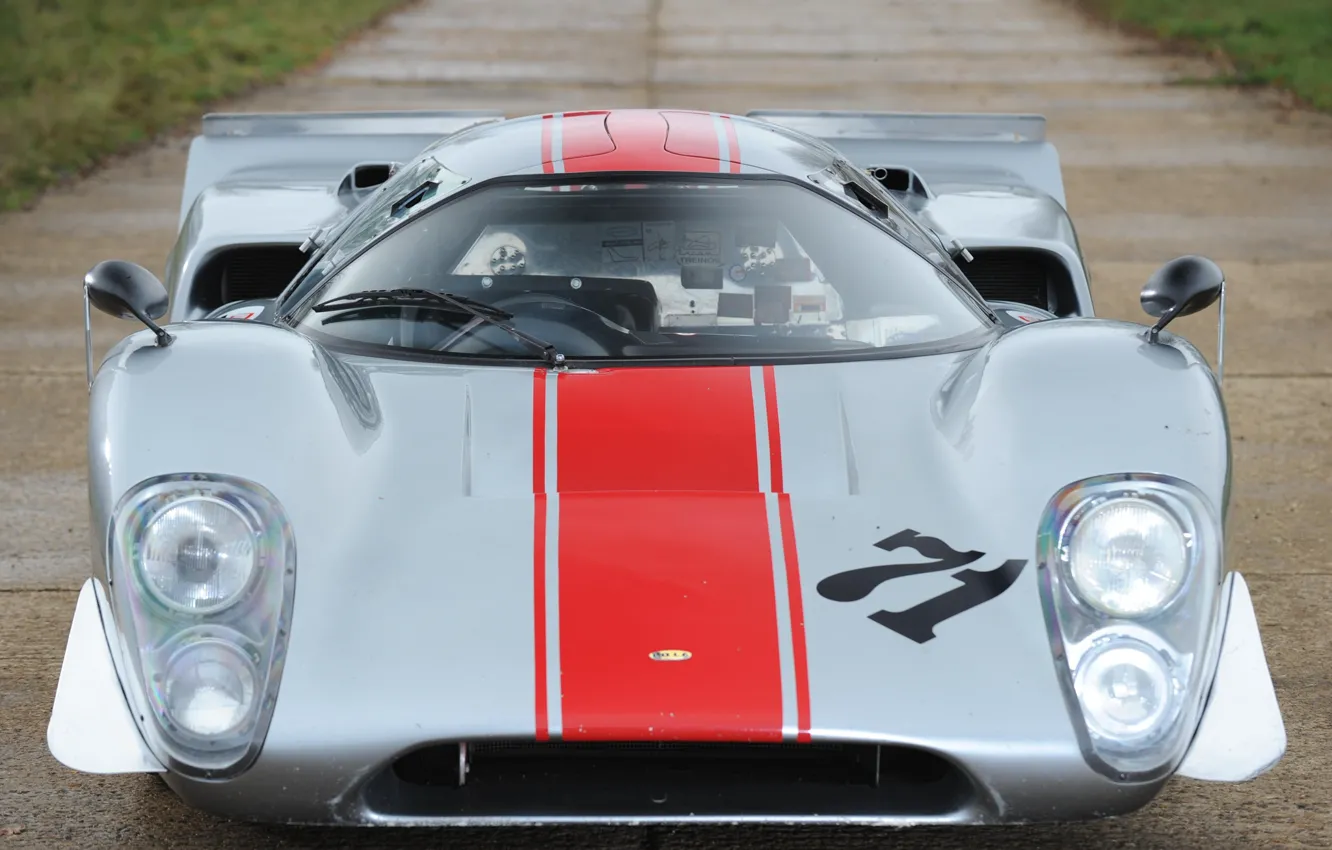 Photo wallpaper road, front view, lol, Lola, sports car, 1969-1970, Lola Cars, T70GT