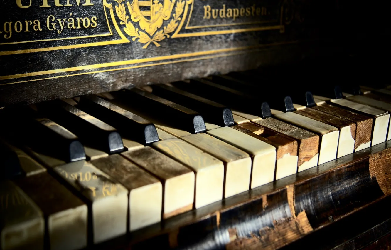 Photo wallpaper music, keys, old, piano