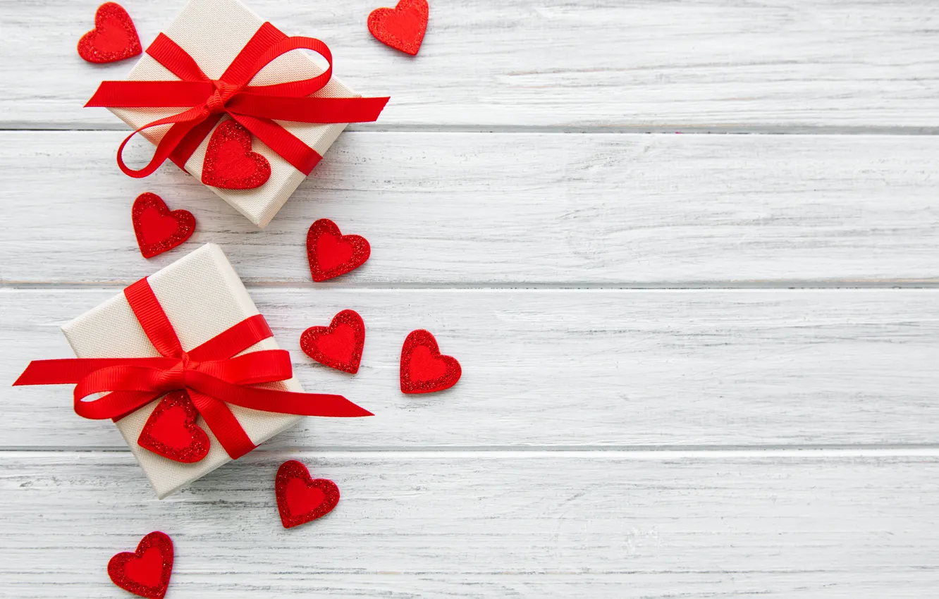 Photo wallpaper holiday, gift, tape, hearts, Olena Rudo