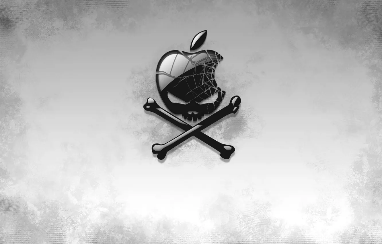 Photo wallpaper skull, apple, piracy, Jolly Roger