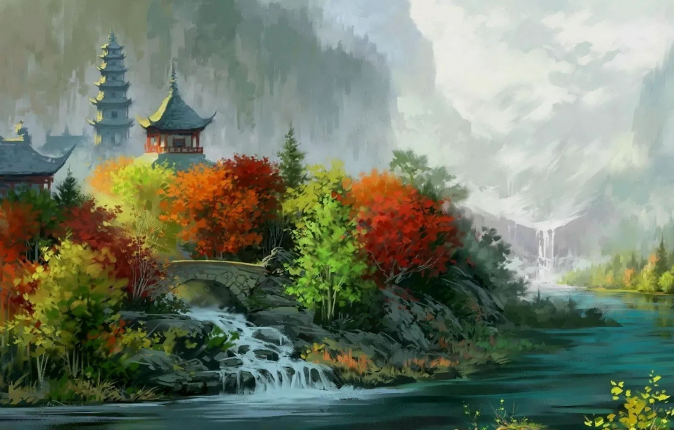 Photo wallpaper landscape, art, Chinese