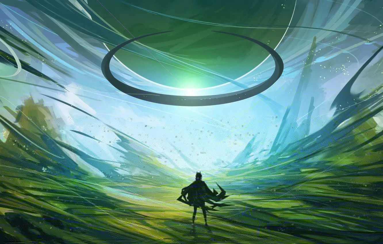 Photo wallpaper greens, people, art, cloak