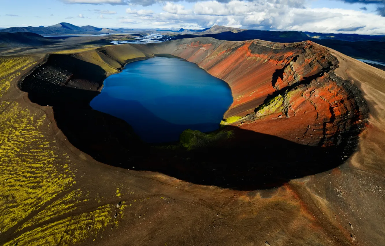 Photo wallpaper lake, the volcano, crater