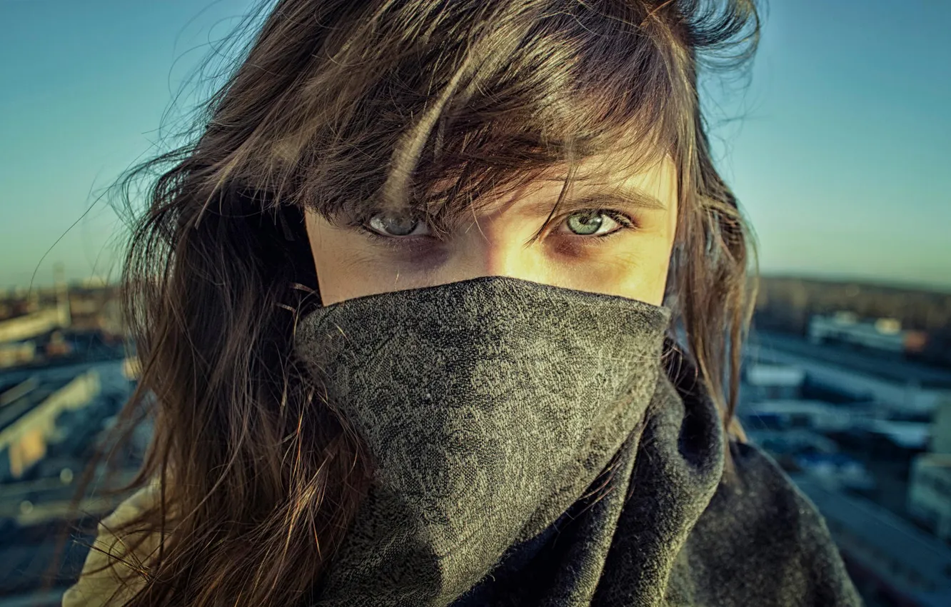 Photo wallpaper look, portrait, shawl