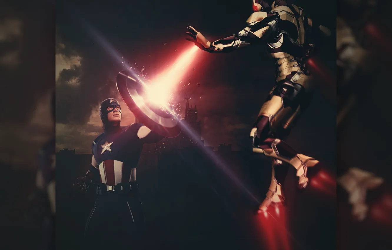 Photo wallpaper poster, Iron Man, Marvel, Captain America, Captain America, poster, civil war, Marvel