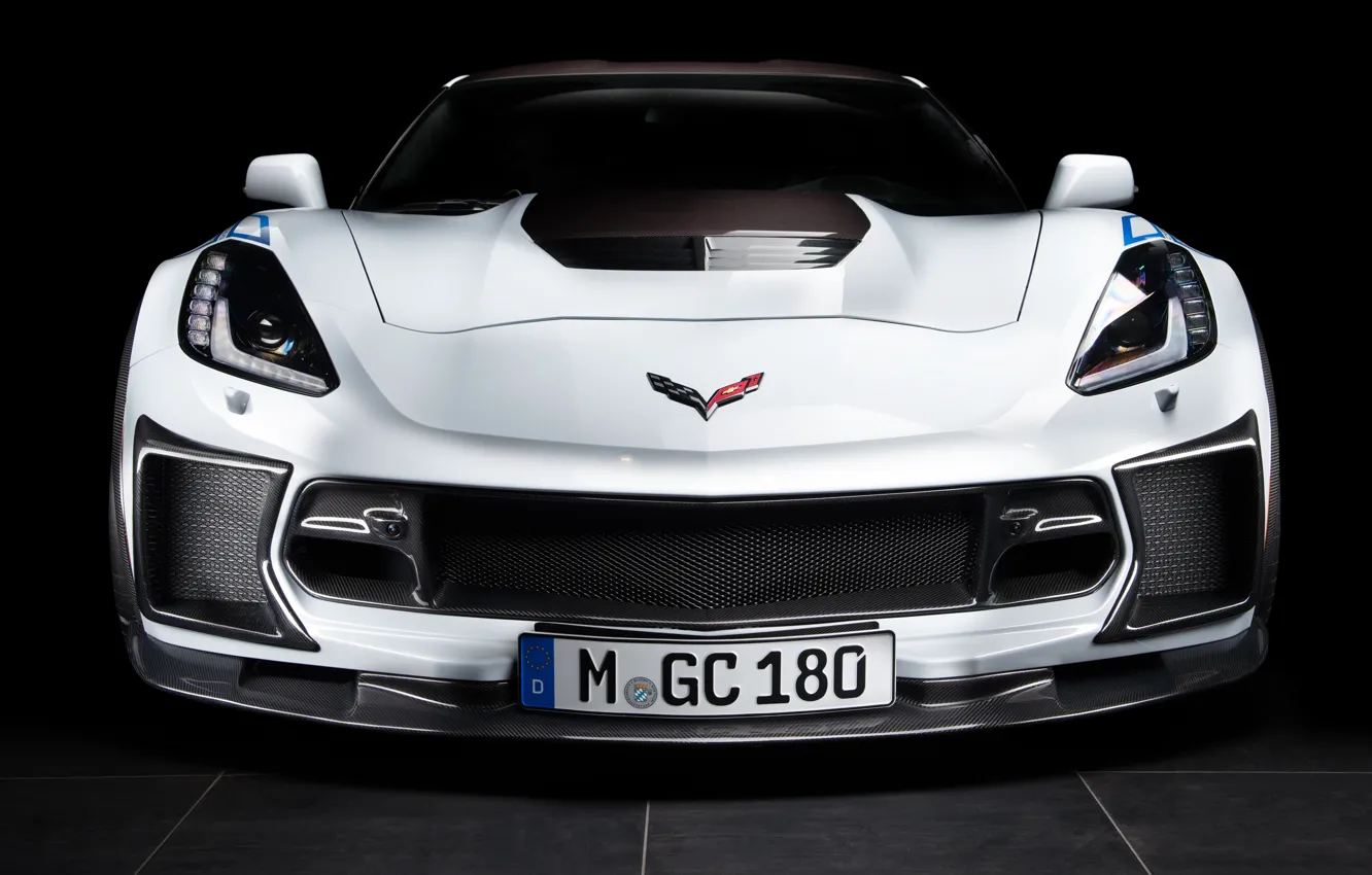 Photo wallpaper Z06, Corvette, Chevrolet, front view, 2018, Geiger, Carbon 65 Edition