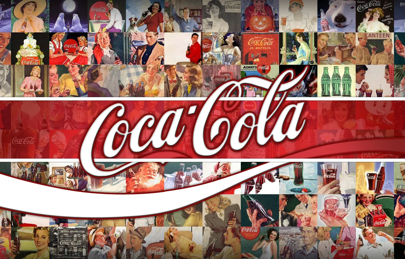 Photo wallpaper background, logo, advertising, drink, classic, Coca-Cola, brand