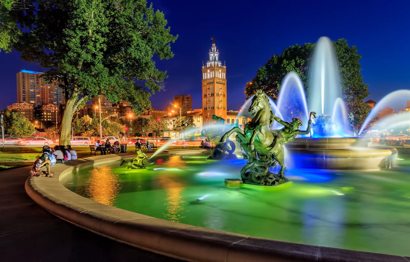 Photo wallpaper area, fountain, Missouri, sculpture, Kansas City, Missouri, Kansas City, Country Club Plaza