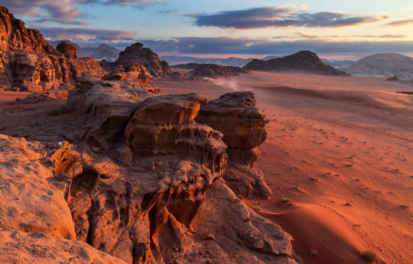 Photo wallpaper desert, clouds, blue sky, commercial, ecology, Exotic, fine art, dunes