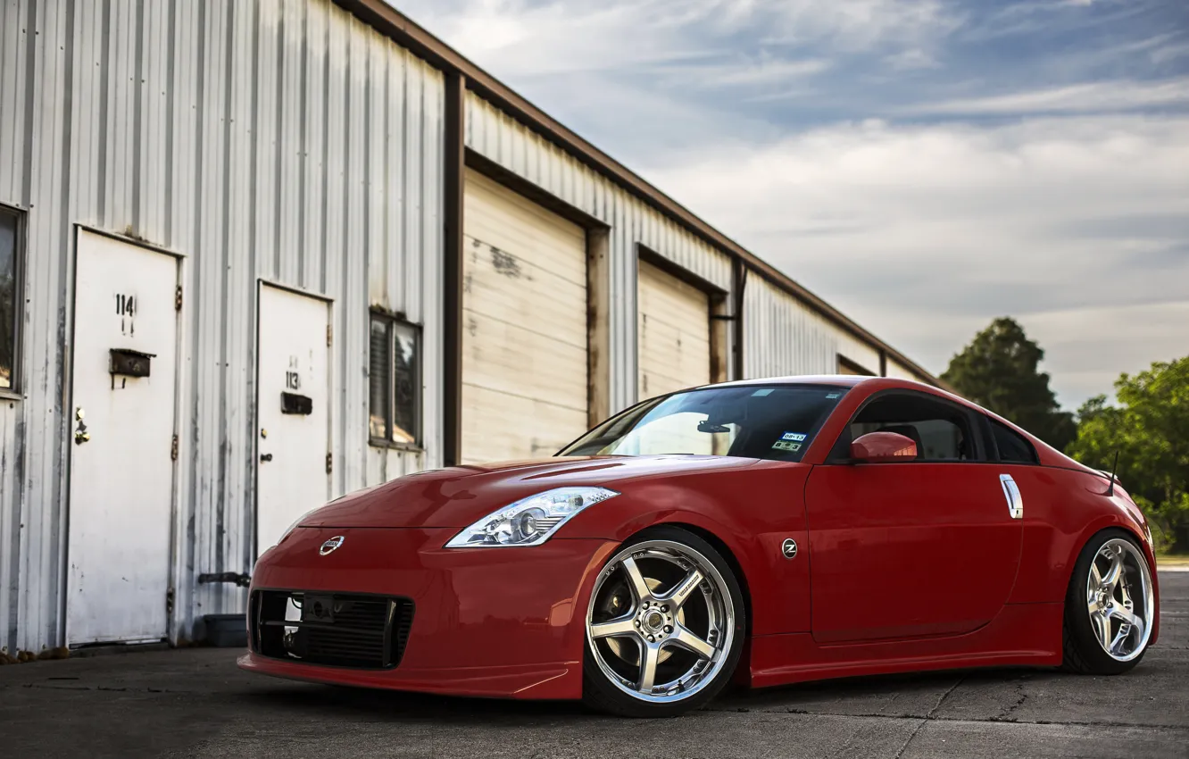 Photo wallpaper nissan, red, 350