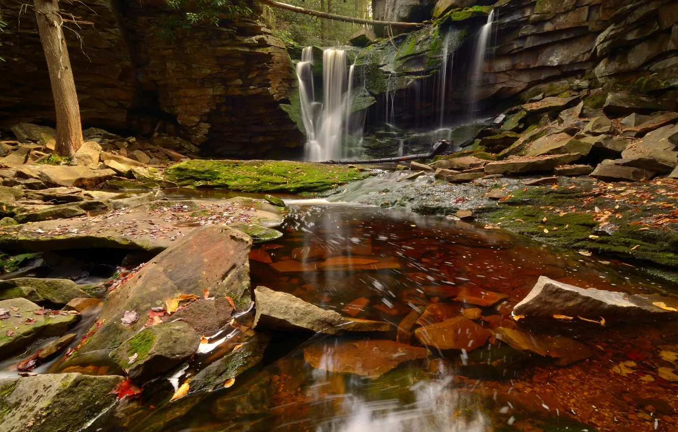 Photo wallpaper water, nature, stones, waterfall