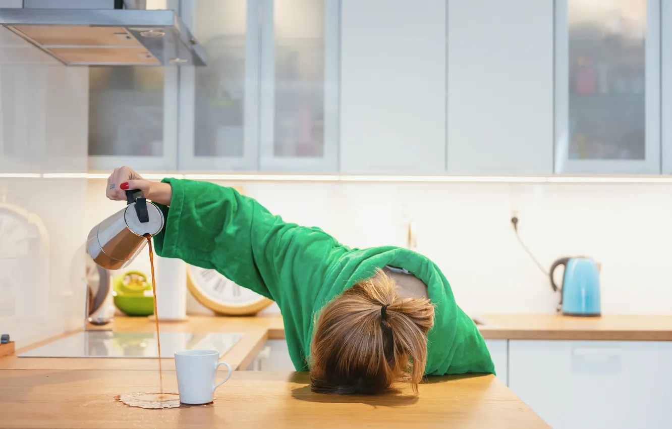 Photo wallpaper coffee, tiredness, exhaustion