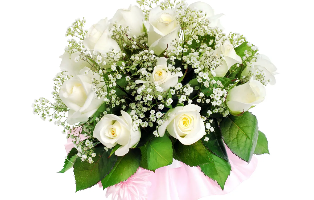Photo wallpaper roses, bouquet, white roses