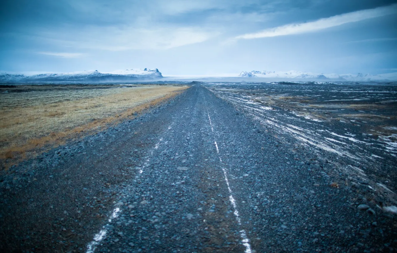 Photo wallpaper road, field, landscape