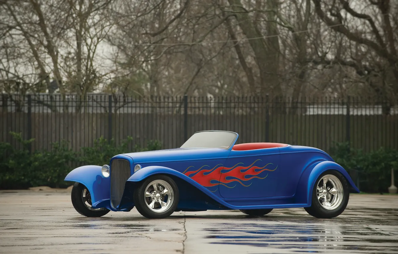 Photo wallpaper asphalt, flame, Ford, Hot Rod, hot rod, 1932 Ford, Boydster II by Boyd Coddington
