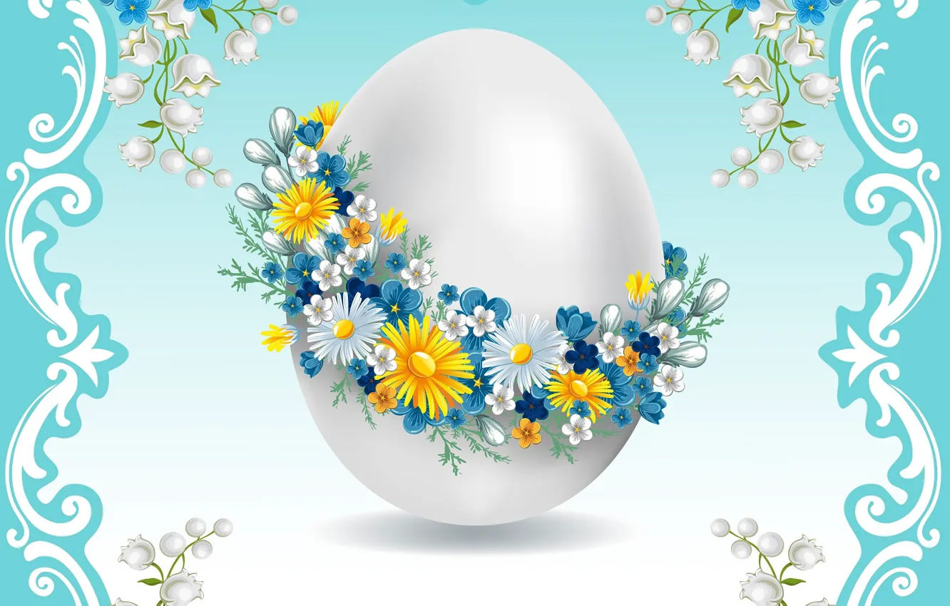 Photo wallpaper flowers, eggs, Easter, decor