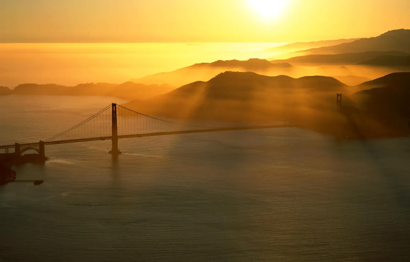 Photo wallpaper water, bridge, the evening, San Francisco