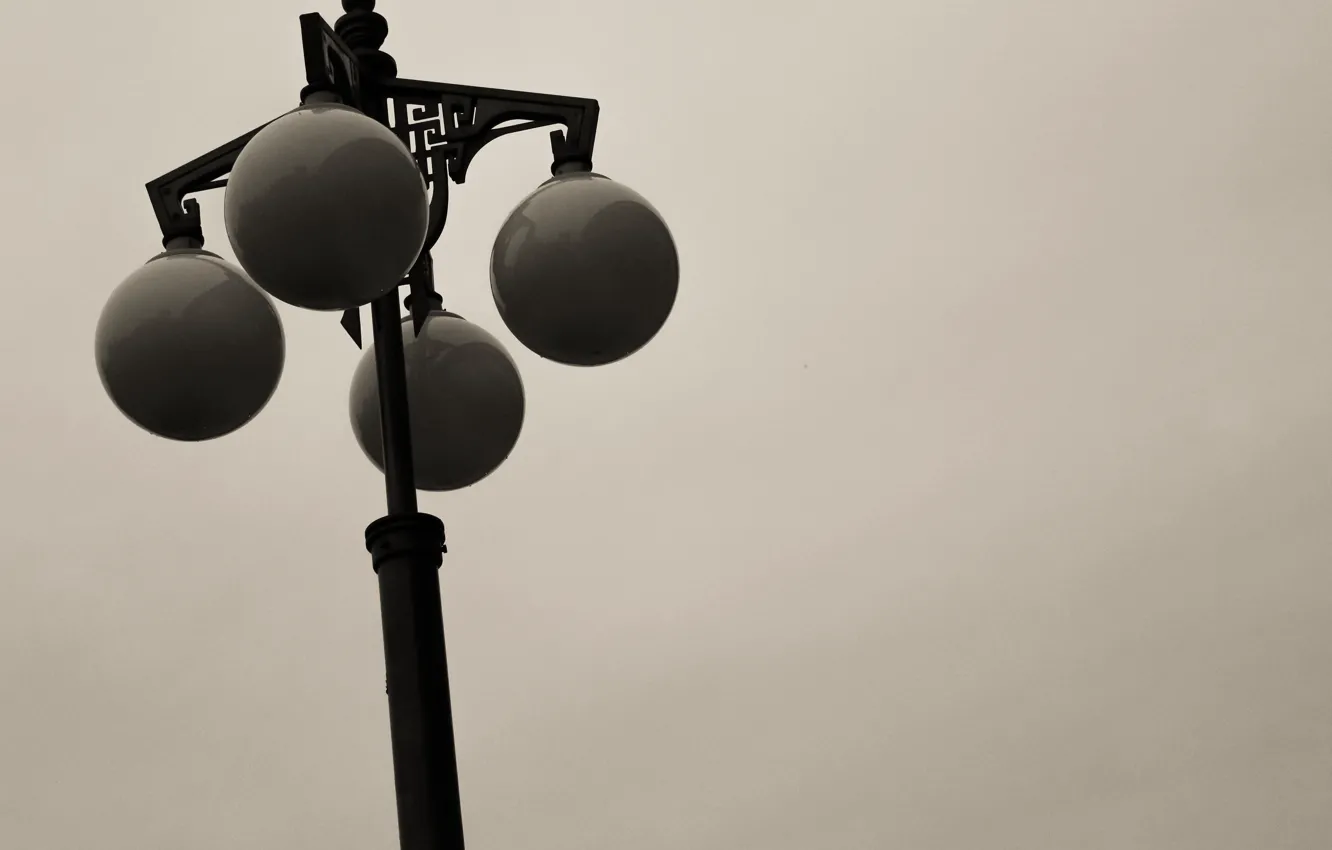 Photo wallpaper the city, black and white, Street Lamp