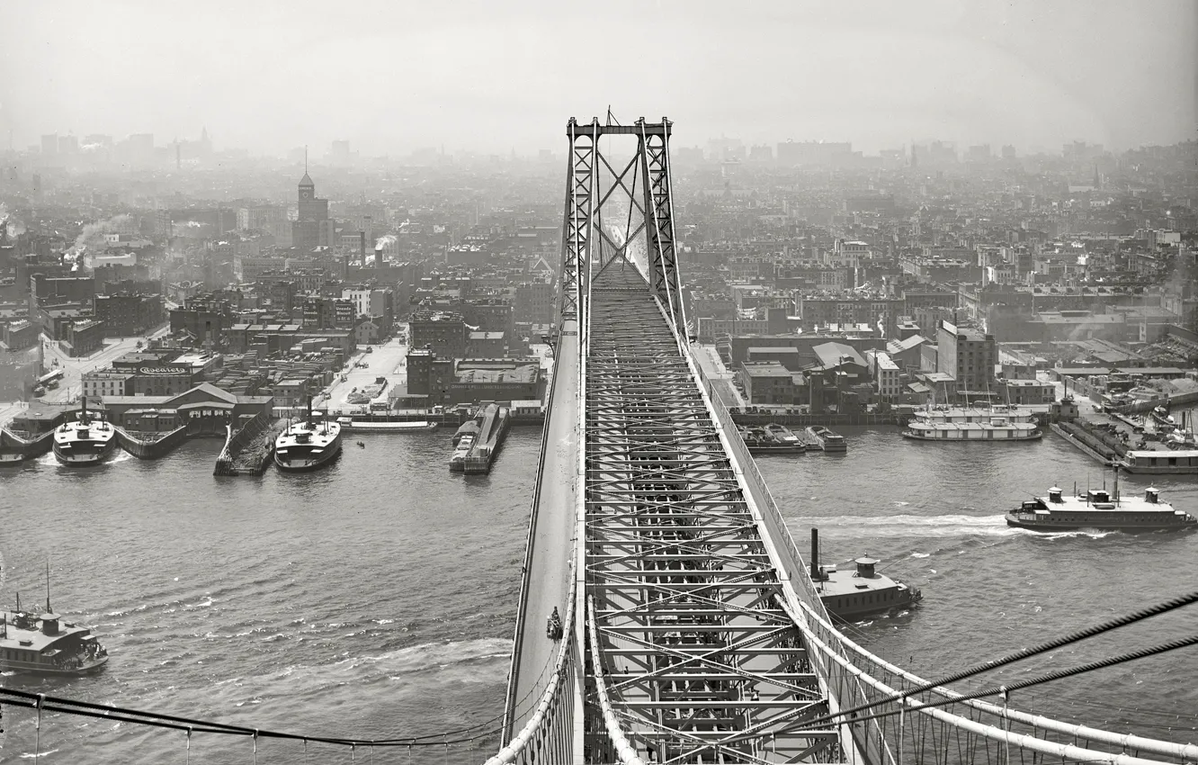 Photo wallpaper bridge, retro, ship, New York, USA, 1903-the year