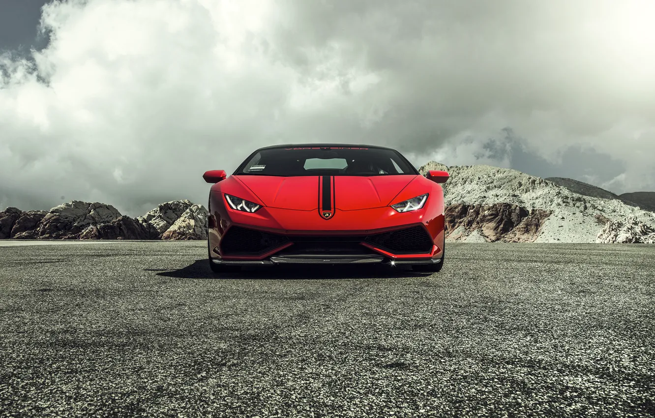 Photo wallpaper Lamborghini, Red, red, Lamborghini, 2015, LP 610-4, Huracan, hurakan