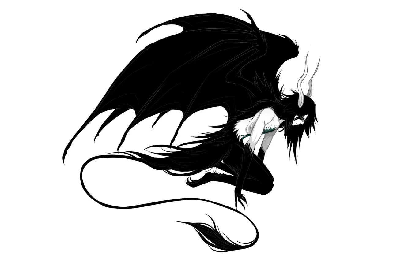 Photo wallpaper wings, the demon, tail, horns, Bleach, Bleach, arancar, Ulquiorra Schiffer