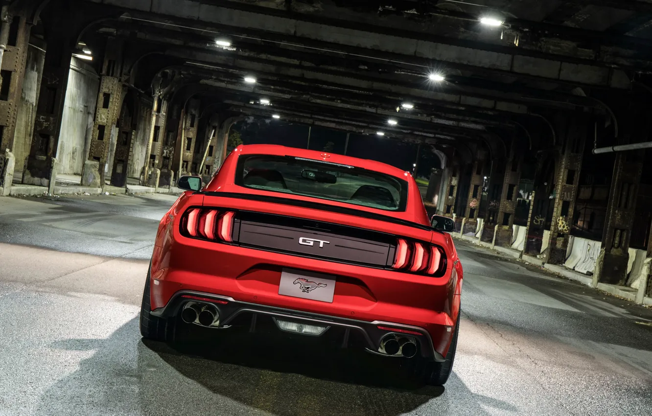Photo wallpaper Ford, rear view, 2018, Mustang GT, Level 2 Performance Pack