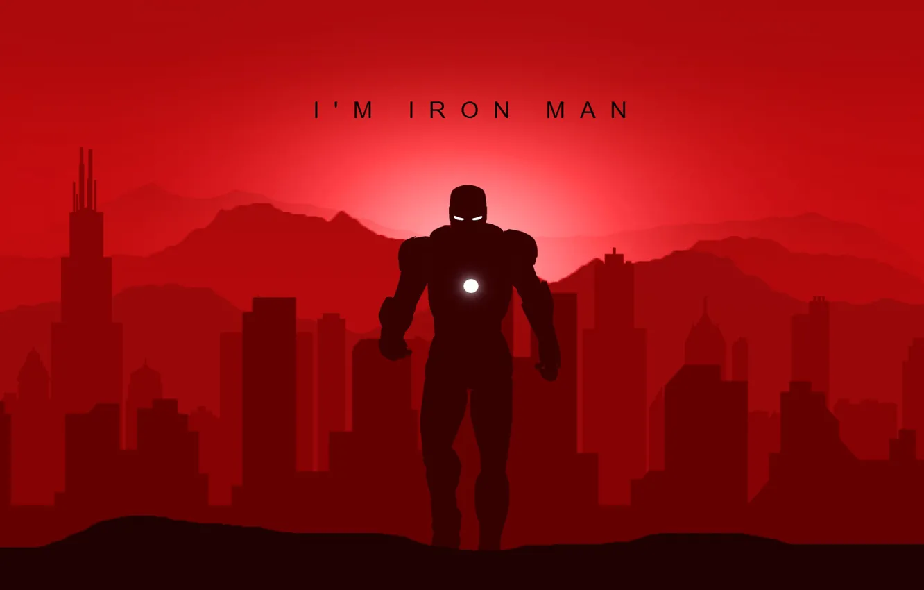 Photo wallpaper minimal, Superheroes, art, Iron Man, Marvel, Avengers, vector art
