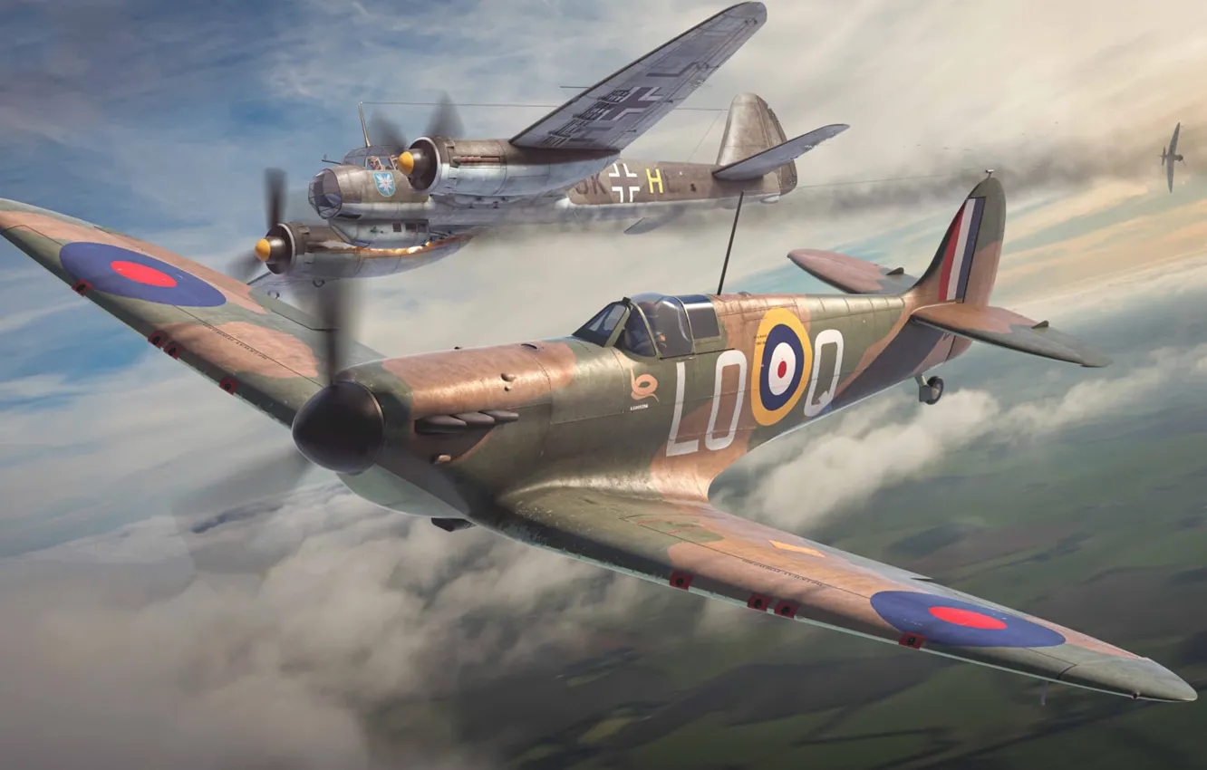 Photo wallpaper fighter, UK, Supermarine Spitfire, RAF, Antonis Karidis, Spitfire Mk.Ia