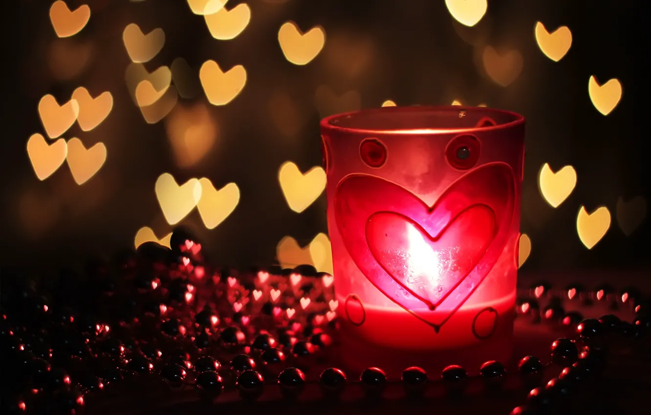 Photo wallpaper light, glass, background, mood, widescreen, Wallpaper, heart, mug