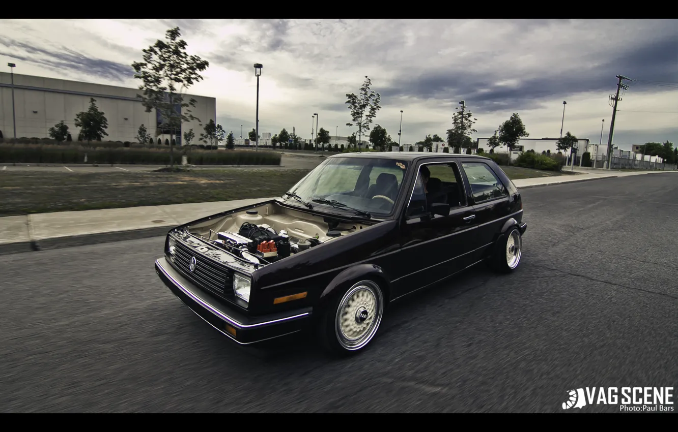 Photo wallpaper volkswagen, golf, brown, Volkswagen, stance, mk2