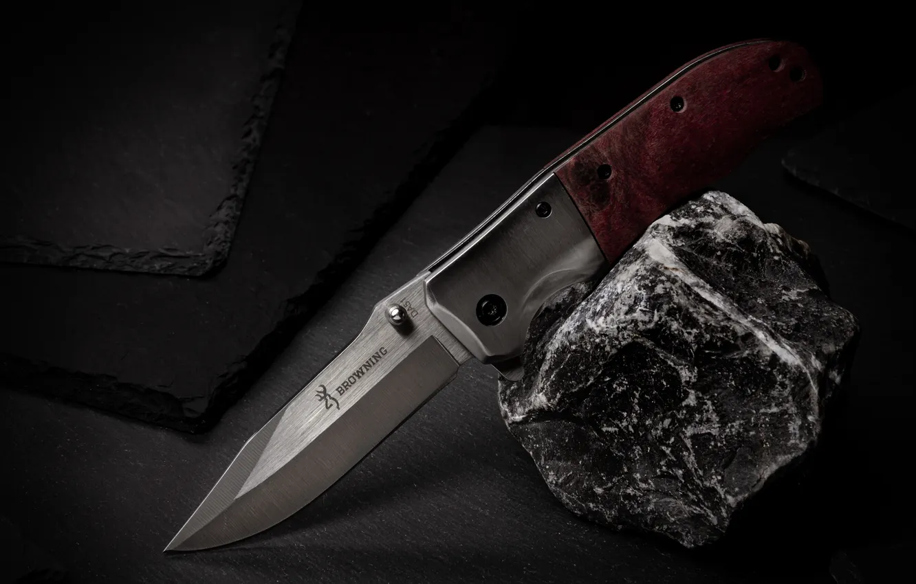 Photo wallpaper stones, knife, Browning, Alexey Fedyukov