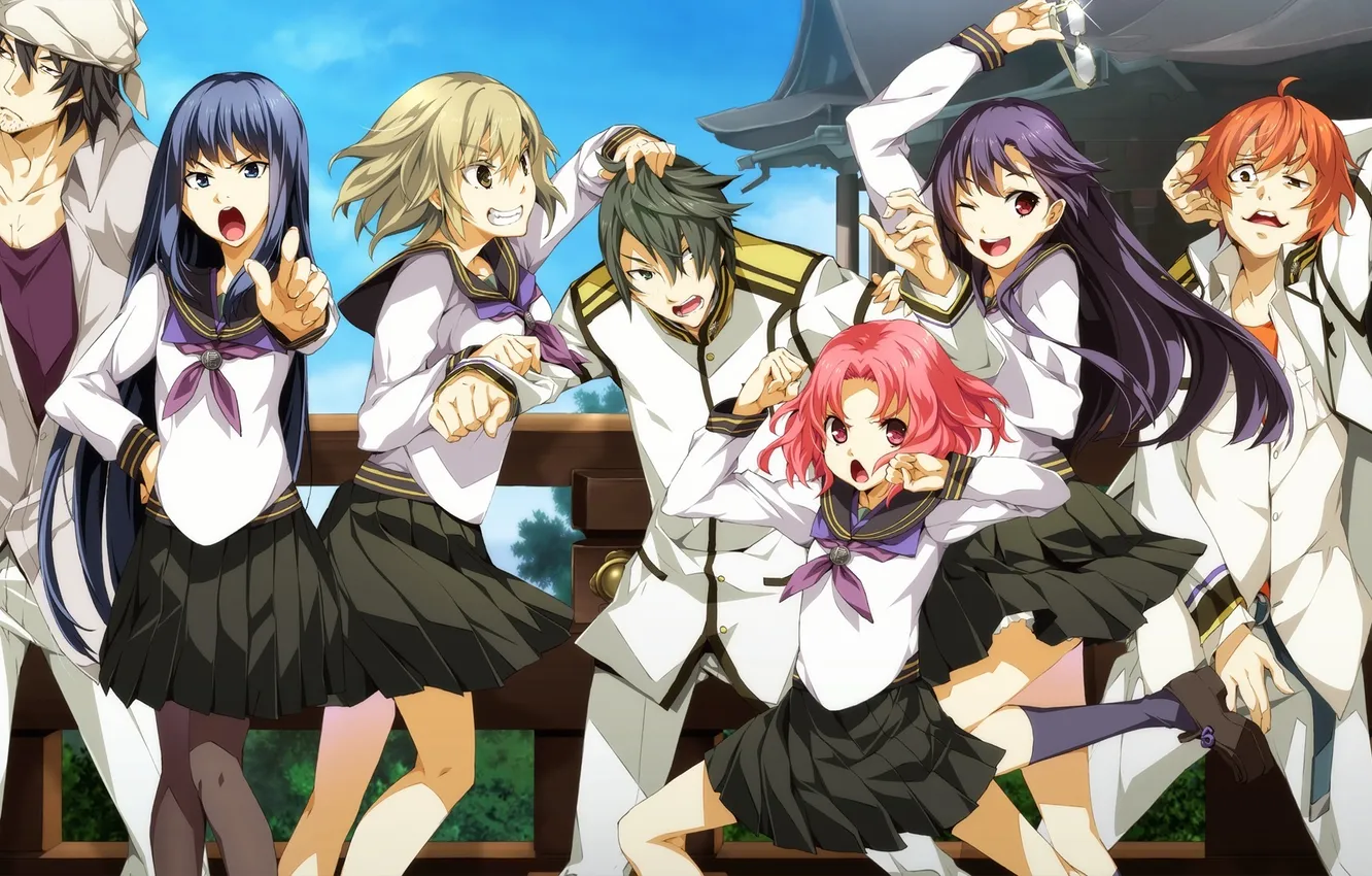 Photo wallpaper girl, art, form, guy, students, g yuusuke, Tatsunobe Ayumi, sousyu sensinkan-gakuen hachimyoujin