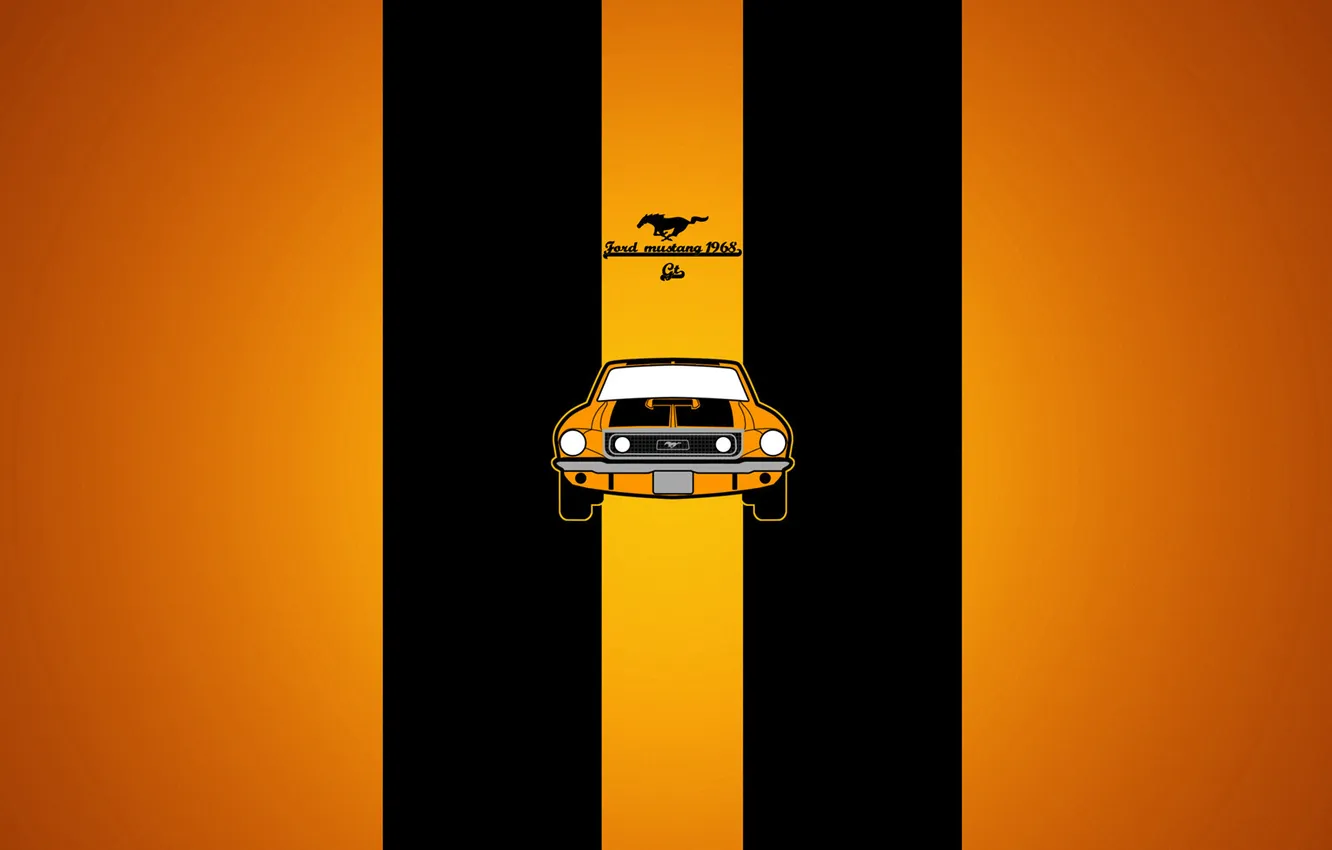 Photo wallpaper machine, strips, yellow, ford mustangGT