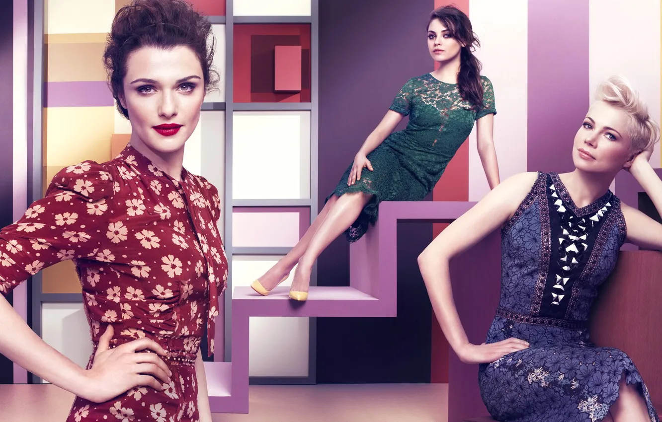 Photo wallpaper look, face, dress, Rachel Weisz, fashion, the show, Mila Kunis, Michelle Williams