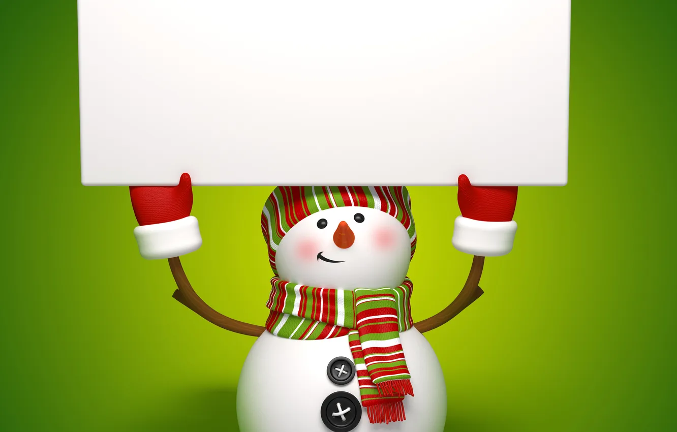 Photo wallpaper rendering, new year, snowman, christmas, new year, cute, snowman, banner
