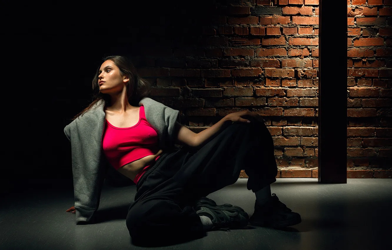 Photo wallpaper girl, young, beautiful, model, pretty, sweet, posing, sneakers