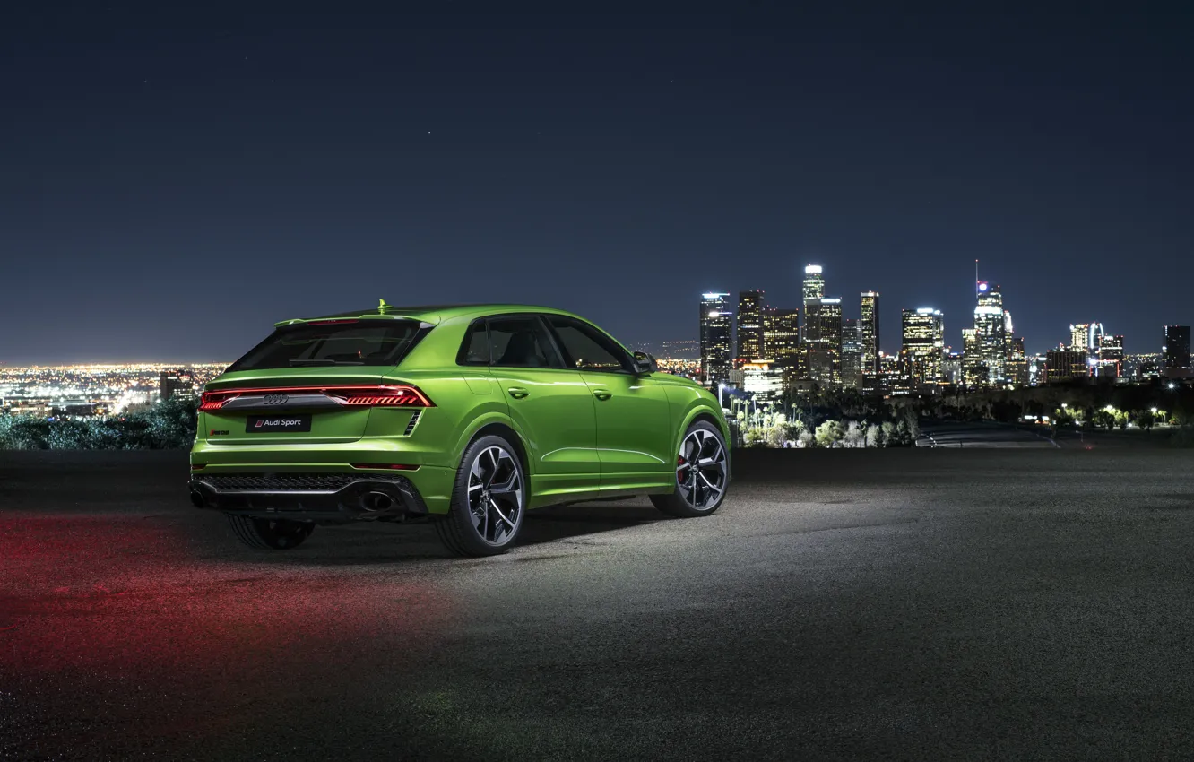 Photo wallpaper night, the city, Audi, rear view, crossover, 2020, RS Q8