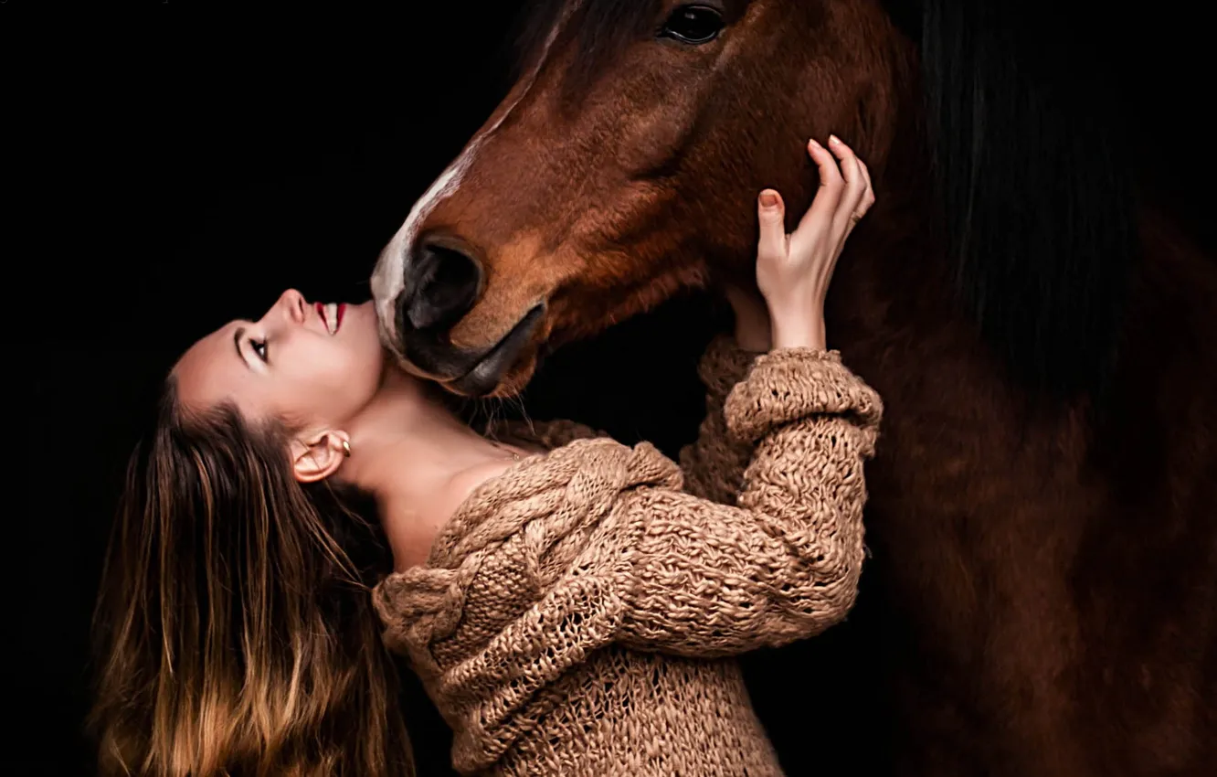 Photo wallpaper girl, mood, horse