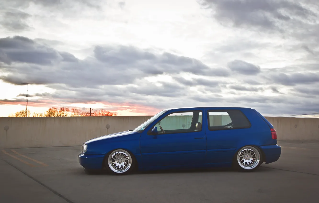 Photo wallpaper blue, Volkswagen, profile, Golf, golf, blue, Volkswagen, MK3