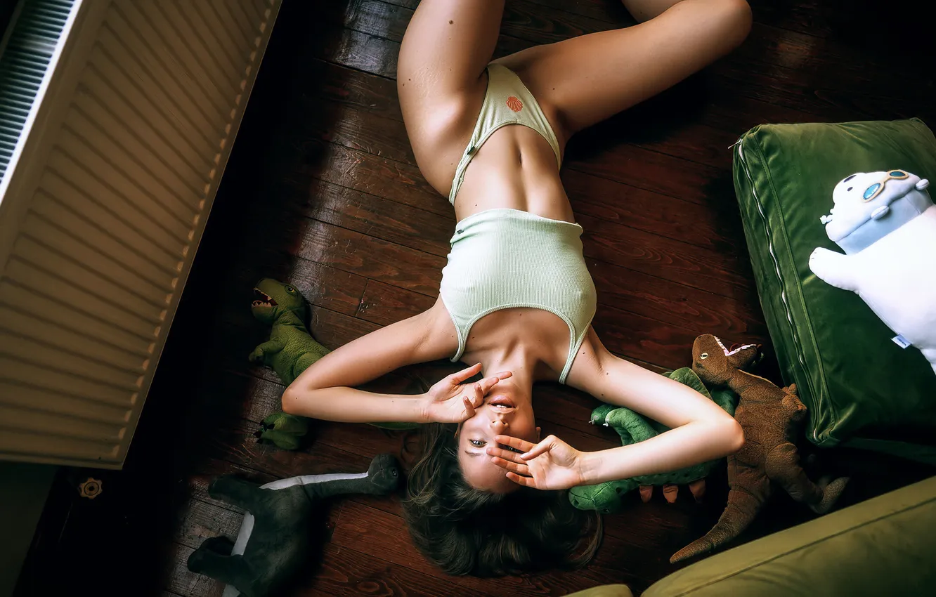 Photo wallpaper girl, pose, underwear, view