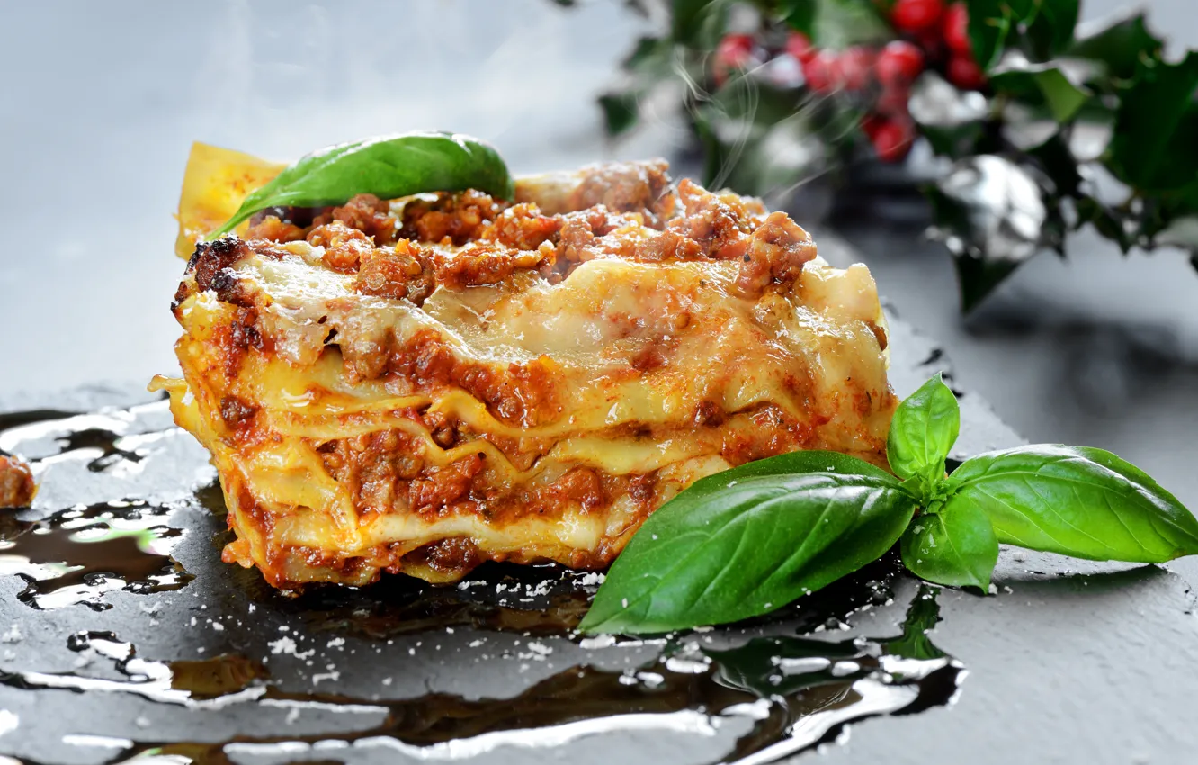 Photo wallpaper food, filling, italiano, Basil, lasagna, pasto